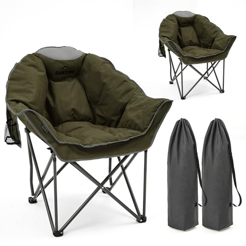 Übergroßer gepolsterter bequemer Campingstuhl für Erwachsene, tragbarer gepolsterter Rasenstuhl, Gewichtskapazität 180 kg, robuster Mond-Freizeit-Klappstuhl für Camping, Wandern, Tragetasche Übergroßer gepolsterter bequemer Campingstuhl für Erwachsene, tragbarer gepolsterter Rasenstuhl, Gewichtskapazität 180 kg, robuster Mond-Freizeit-Klappstuhl für Camping, Wandern, Tragetasche von OUTDOOR LIVING SUNTIME