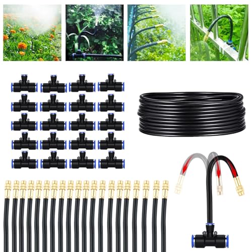 19.8 m Tropfbewässerungssystem Kit mit 20 Messing-Sprühdüsen - 360 ° verstellbares automatisches Bewässerungssystem für Gärten, Rasenflächen und Gewächshäuser von OUTFANDIA