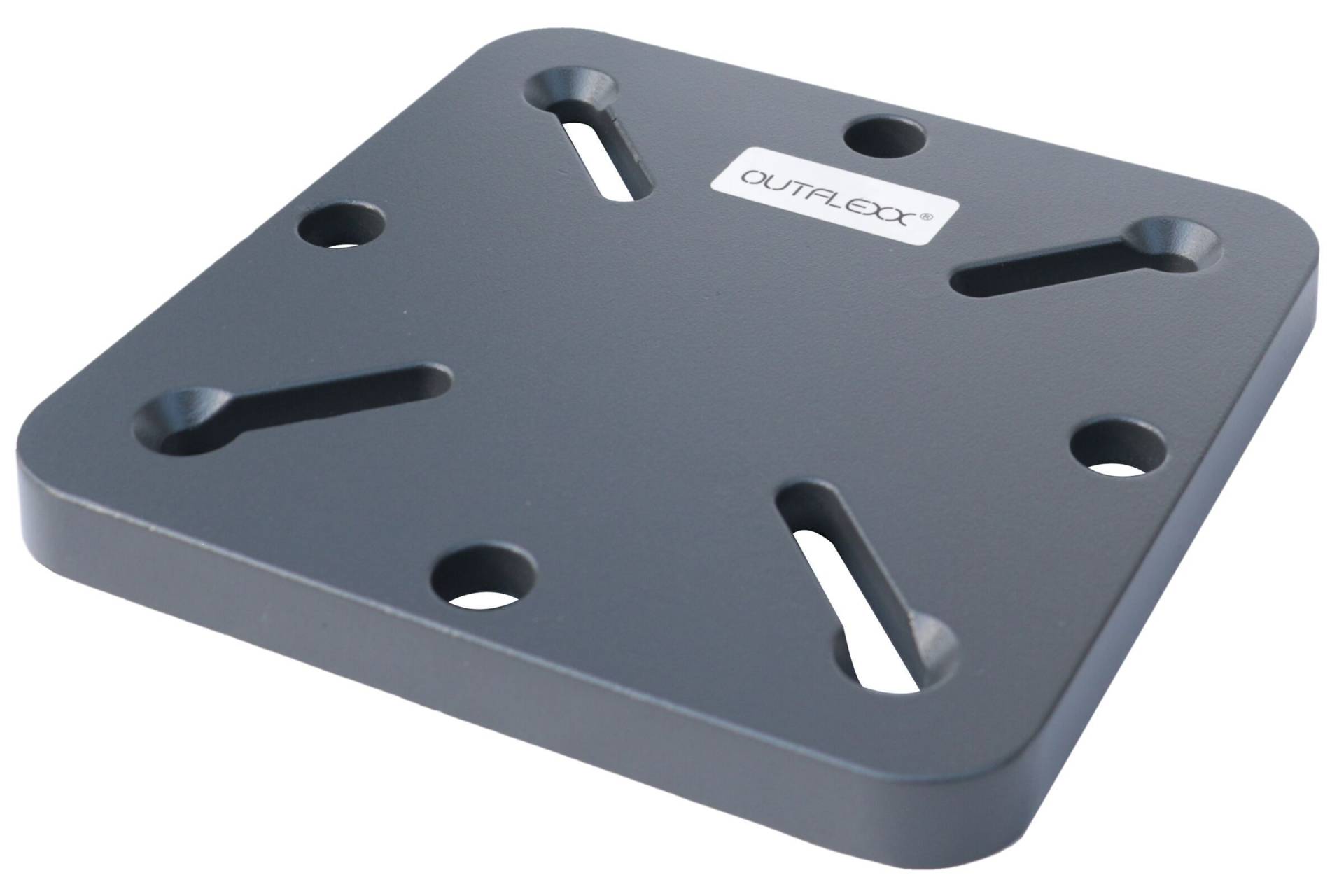 B-Ware: OUTFLEXX Adapterplatte für Schirmständer und Bodenanker, anthrazit, Alu, 16x16x1,5cm, Lochabstand 64-113mm von OUTFLEXX