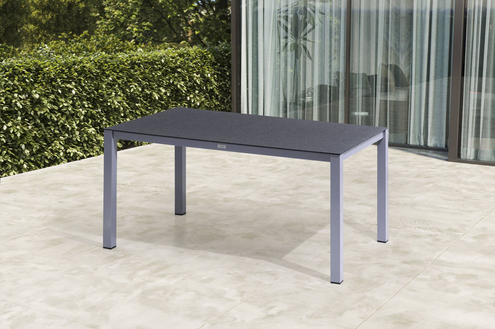 B-Ware: OUTFLEXX Esstisch, silber/anthrazit, Alu/Spraystone, 160x95 cm von OUTFLEXX