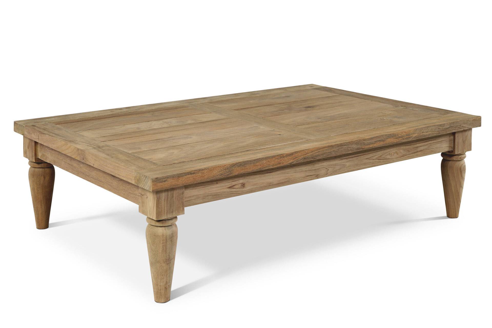B-Ware: OUTFLEXX Loungetisch, natur, recycled FSC®-Teak, 120x80x31cm, aufwendig gestaltete Tischbeine von OUTFLEXX