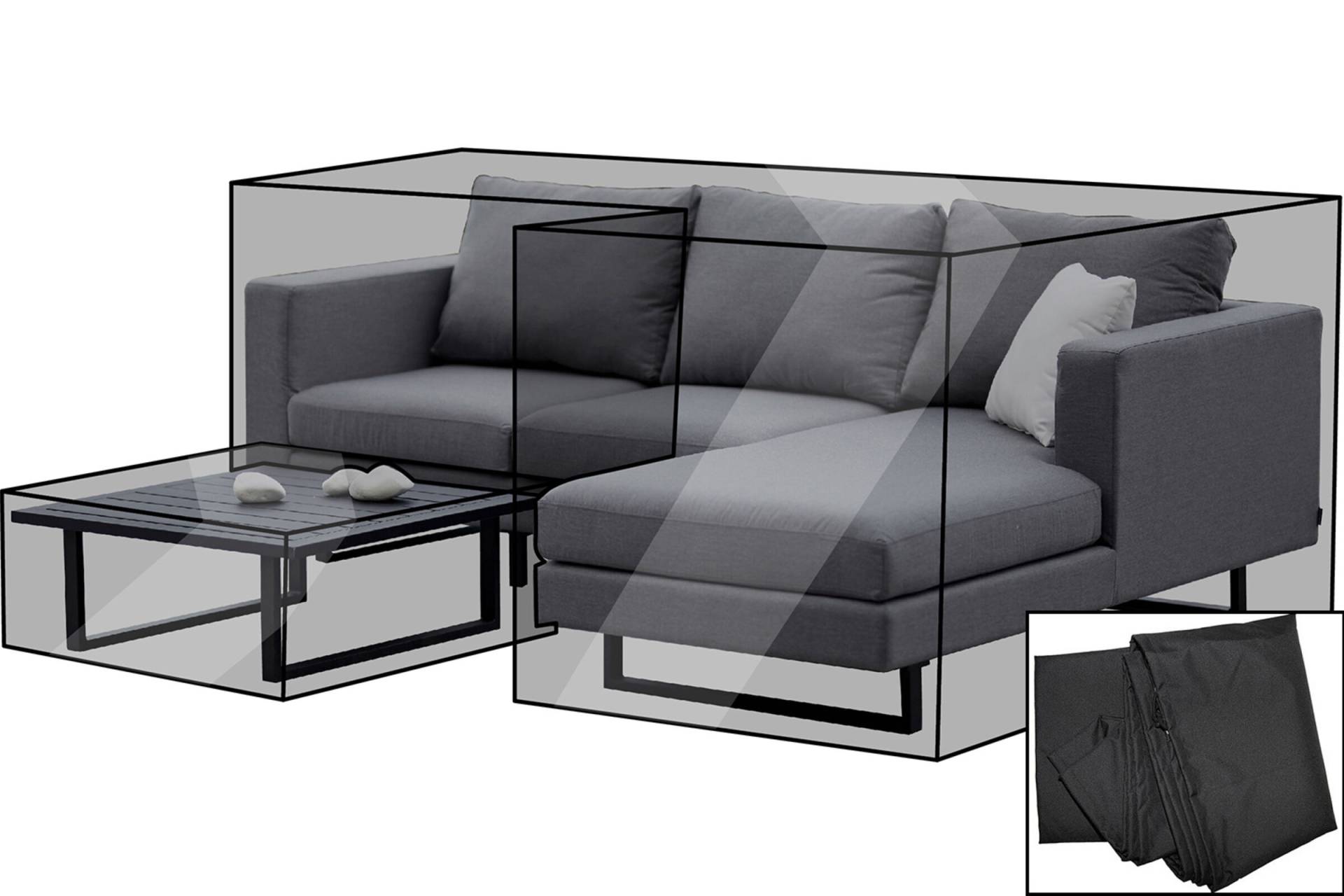 B-Ware: OUTFLEXX Premium Abdeckhaubenset, für Sitzgruppe, z.B. 18530, schwarz, 244x175x53cm + 92x92x39cm, wasserbeständig von OUTFLEXX