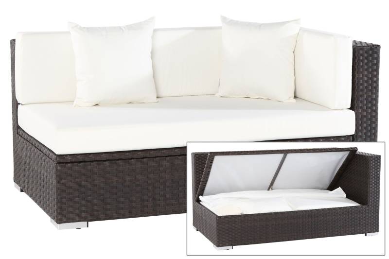 OUTFLEXX 2-Sitzer Ecksofa, braun, Polyrattan, 145x85x70cm, Armlehne li, inkl. Kissen, wasserfeste Kissenbox von OUTFLEXX