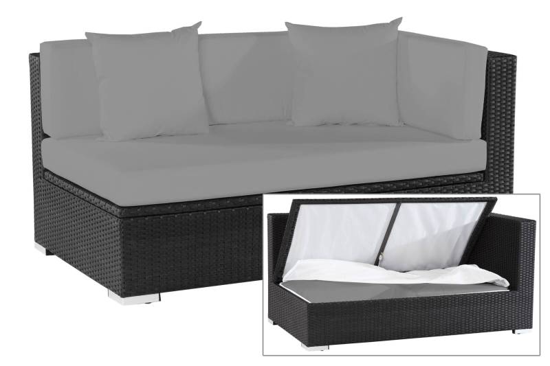 OUTFLEXX 2-Sitzer Ecksofa, schwarz, Polyrattan, 145x85x70cm, Armlehne links, wasserfeste Kissenbox von OUTFLEXX