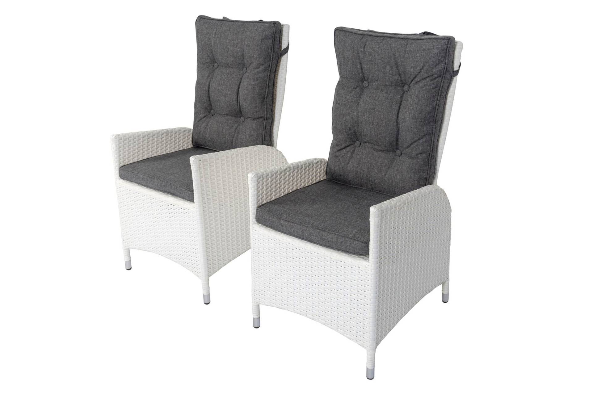 OUTFLEXX 2er Set Dining Sessel, weiß, Polyrattan, 55 x 65 x 112 cm, Rücken stufenlos verstellbar von OUTFLEXX