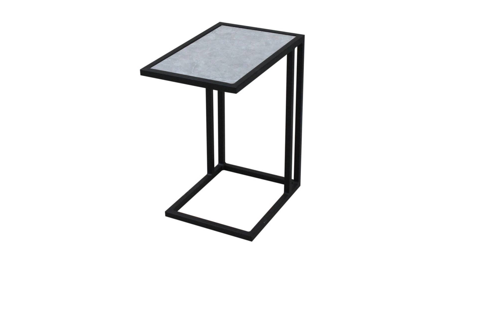 OUTFLEXX Beistelltisch, schwarz, Aluminium, 32 x 48 x 54 cm, perfekt für Lounges, Keramiktischplatte von OUTFLEXX