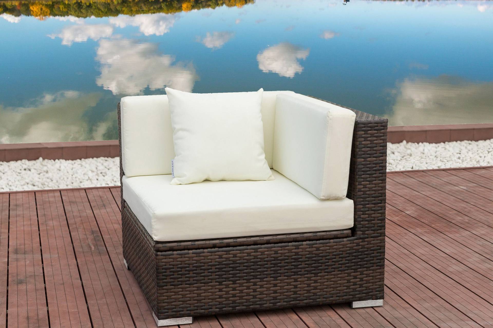 OUTFLEXX Eckelement, braun marmoriert, Polyrattan, 85 x 85 x 70 cm, wasserfeste Kissenbox von OUTFLEXX