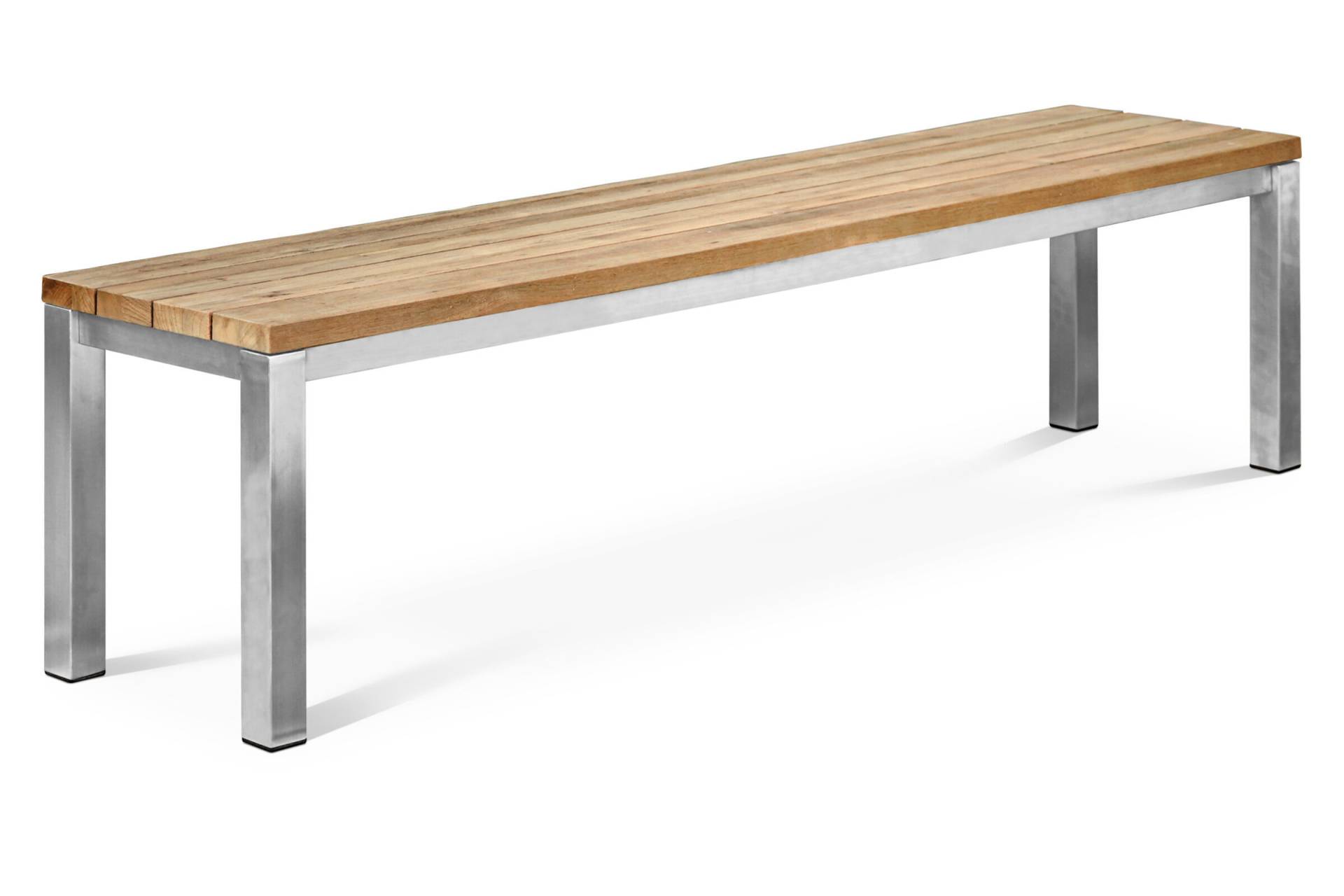 OUTFLEXX Gartenbank, Edelstahl/recyceltes FSC®-Teak, 160x40x45cm, rustikal gebürstet von OUTFLEXX