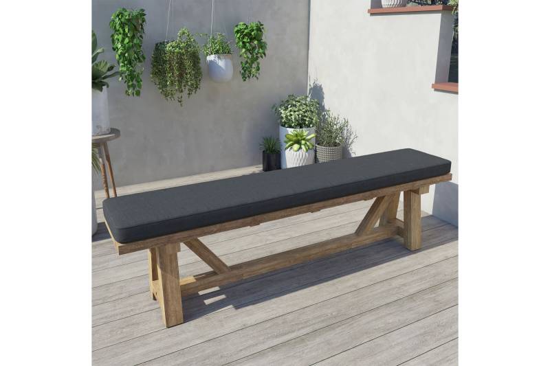 OUTFLEXX Gartenbank XXL, natur, recyceltes FSC®-Teakholz, 220x40cm, rustikal gebürstet von OUTFLEXX