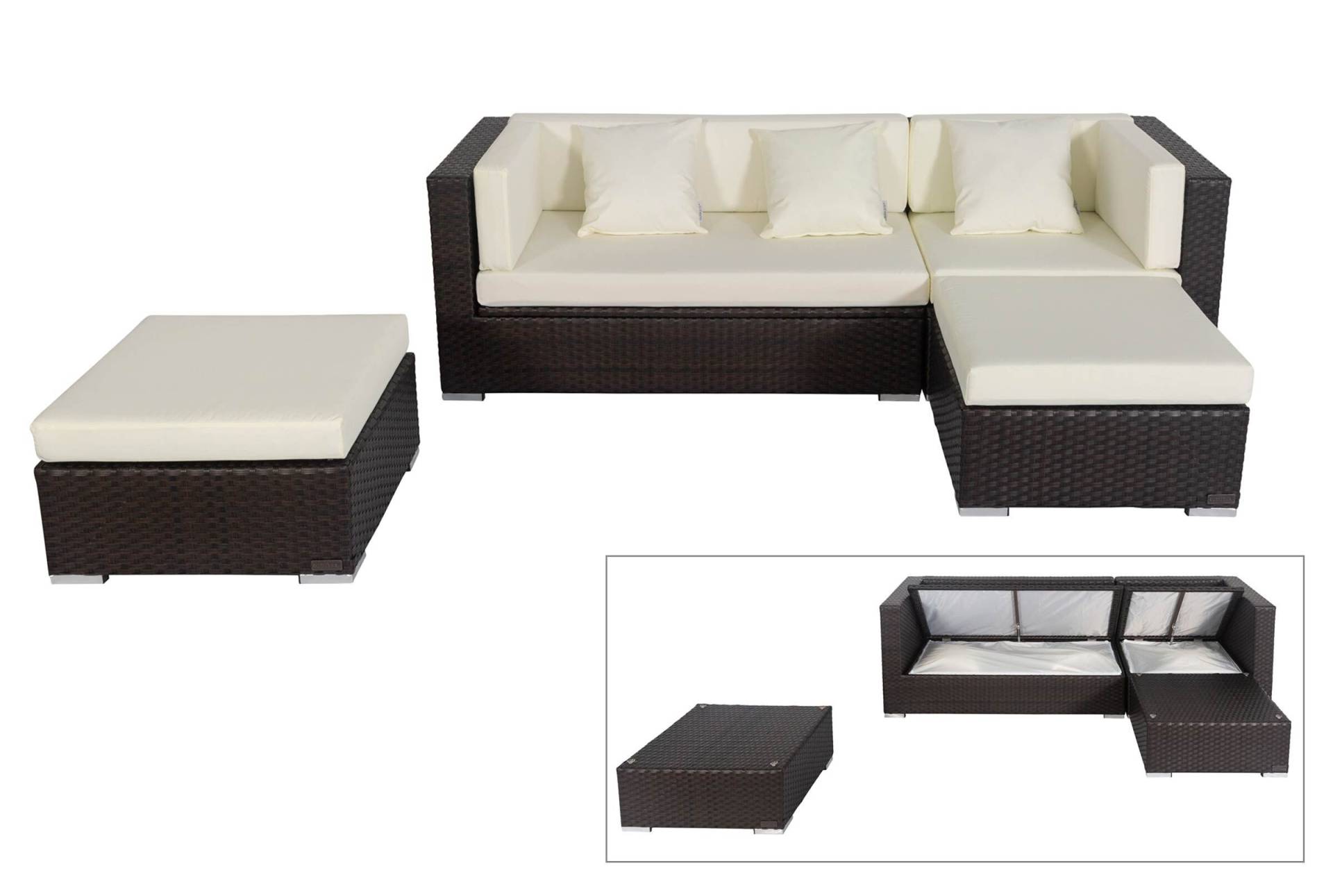 OUTFLEXX Loungemöbel-Set, braun, Polyrattan, 5 Personen, wasserfeste Kissenbox von OUTFLEXX