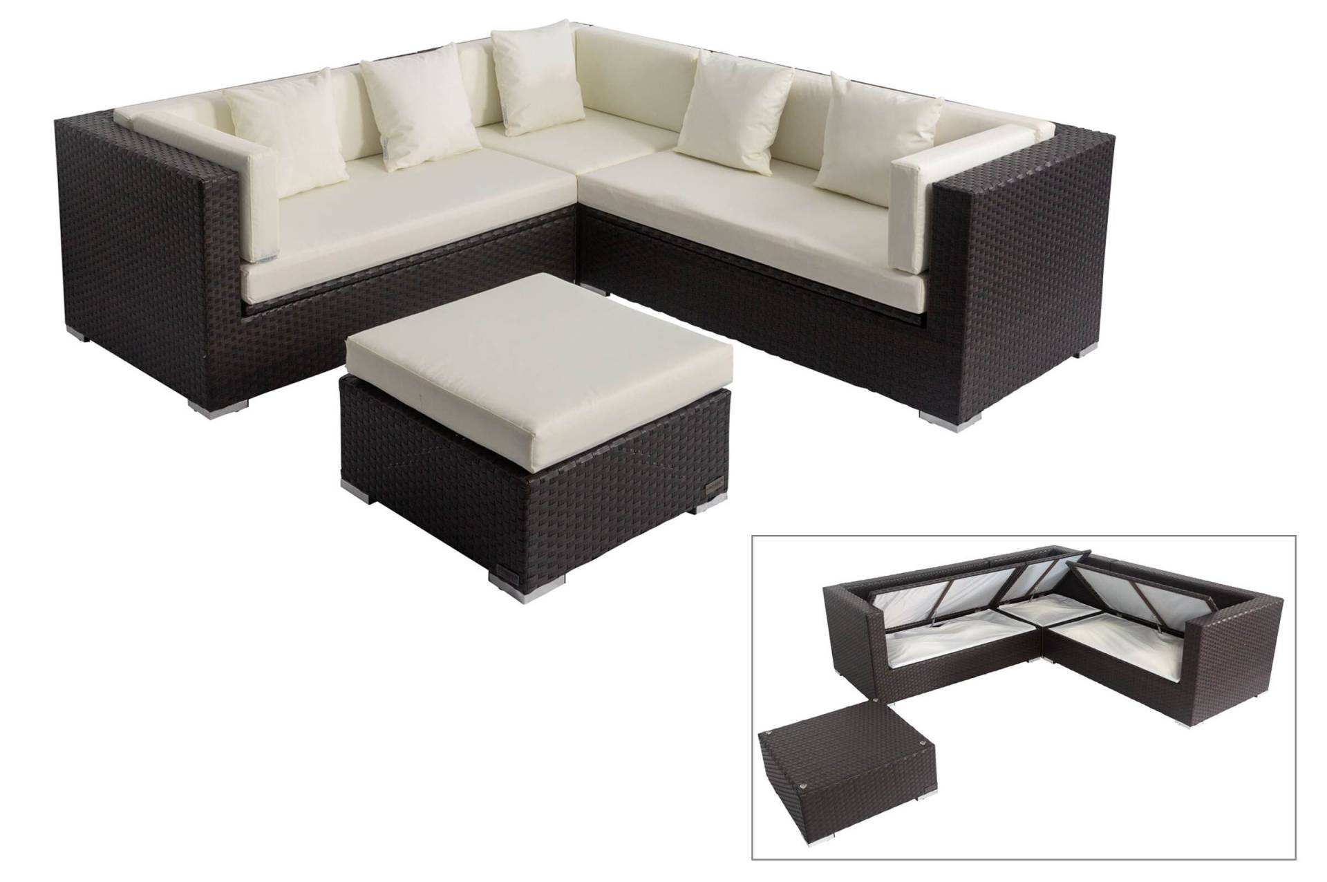 OUTFLEXX Loungemöbel-Set, braun, Polyrattan, 6 Personen, wasserfeste Kissenbox von OUTFLEXX