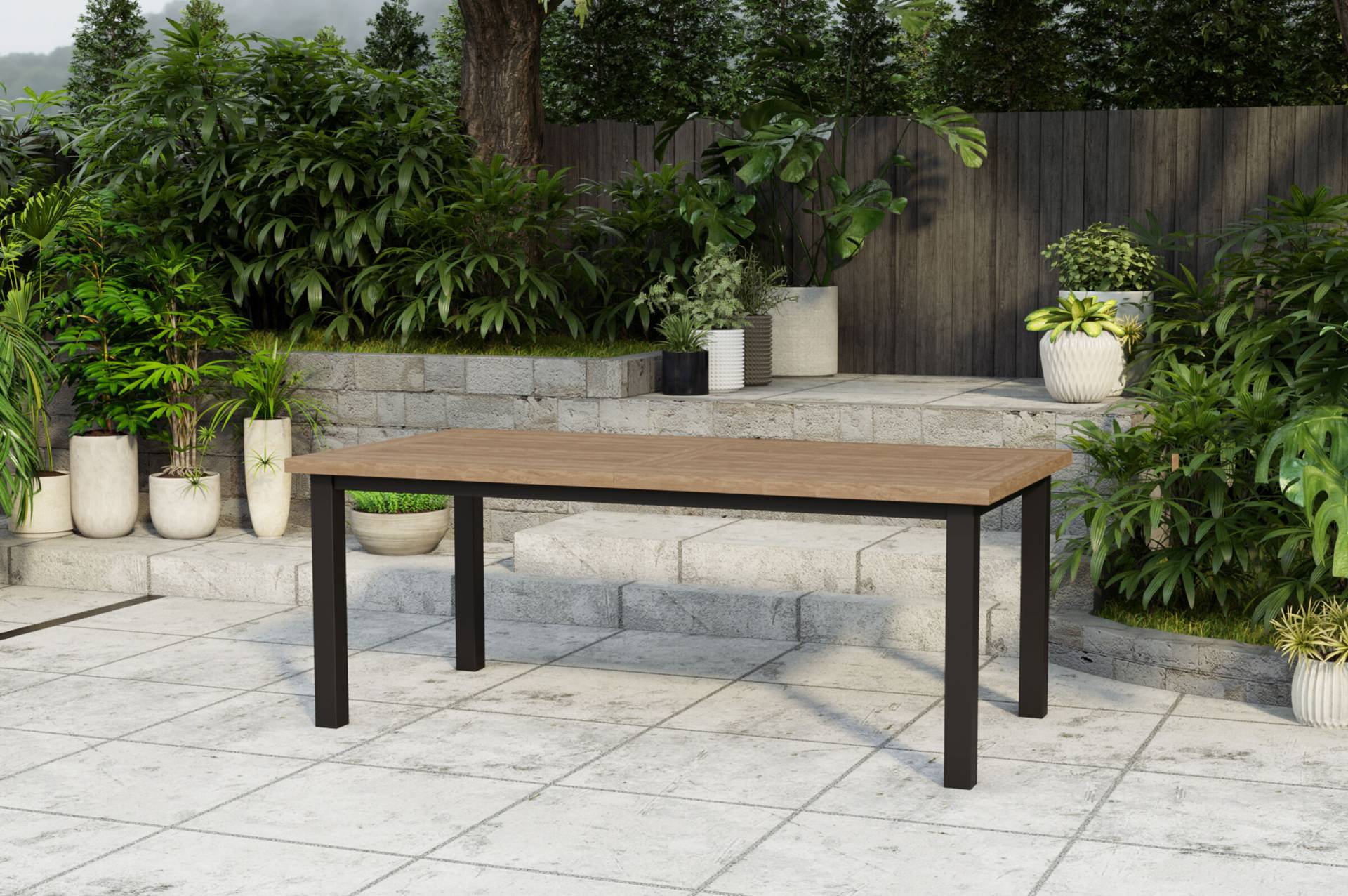 OUTFLEXX Oxford Ausziehtisch, anthrazit/natur, Edelstahl/recycled FSC-Teak, 200/260 x 100 cm von OUTFLEXX