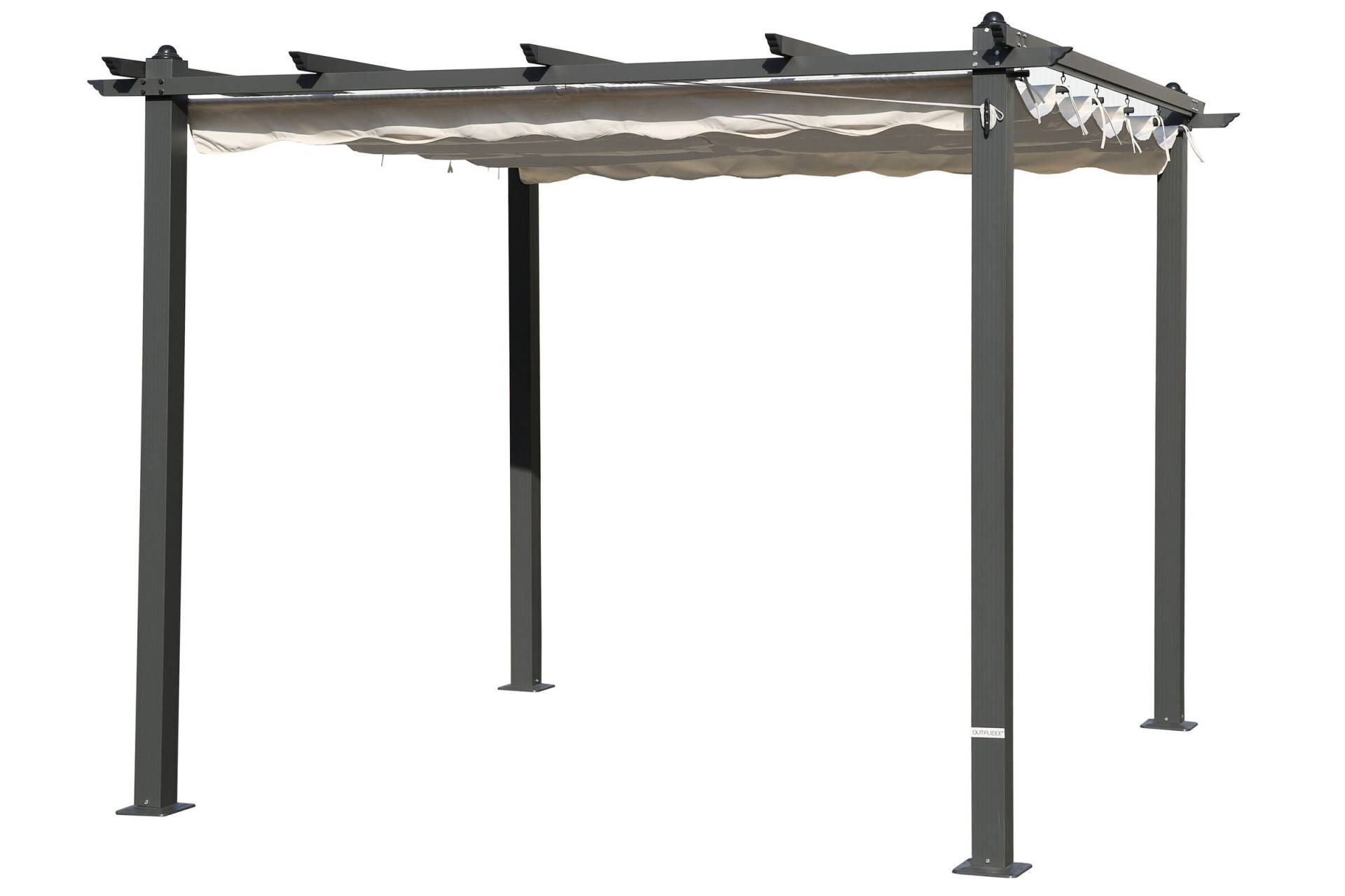 OUTFLEXX Pergola, anthrazit/creme, Alu/Textil, 300 x 300 x 225 cm von OUTFLEXX