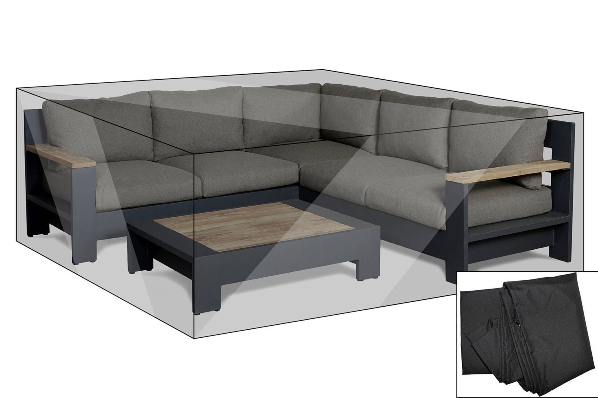 OUTFLEXX Premium Abdeckhaube für Lounge, z.B. 19812/ 20309/ 21022, 249x249x70 cm, wasserbeständig, schwarz von OUTFLEXX