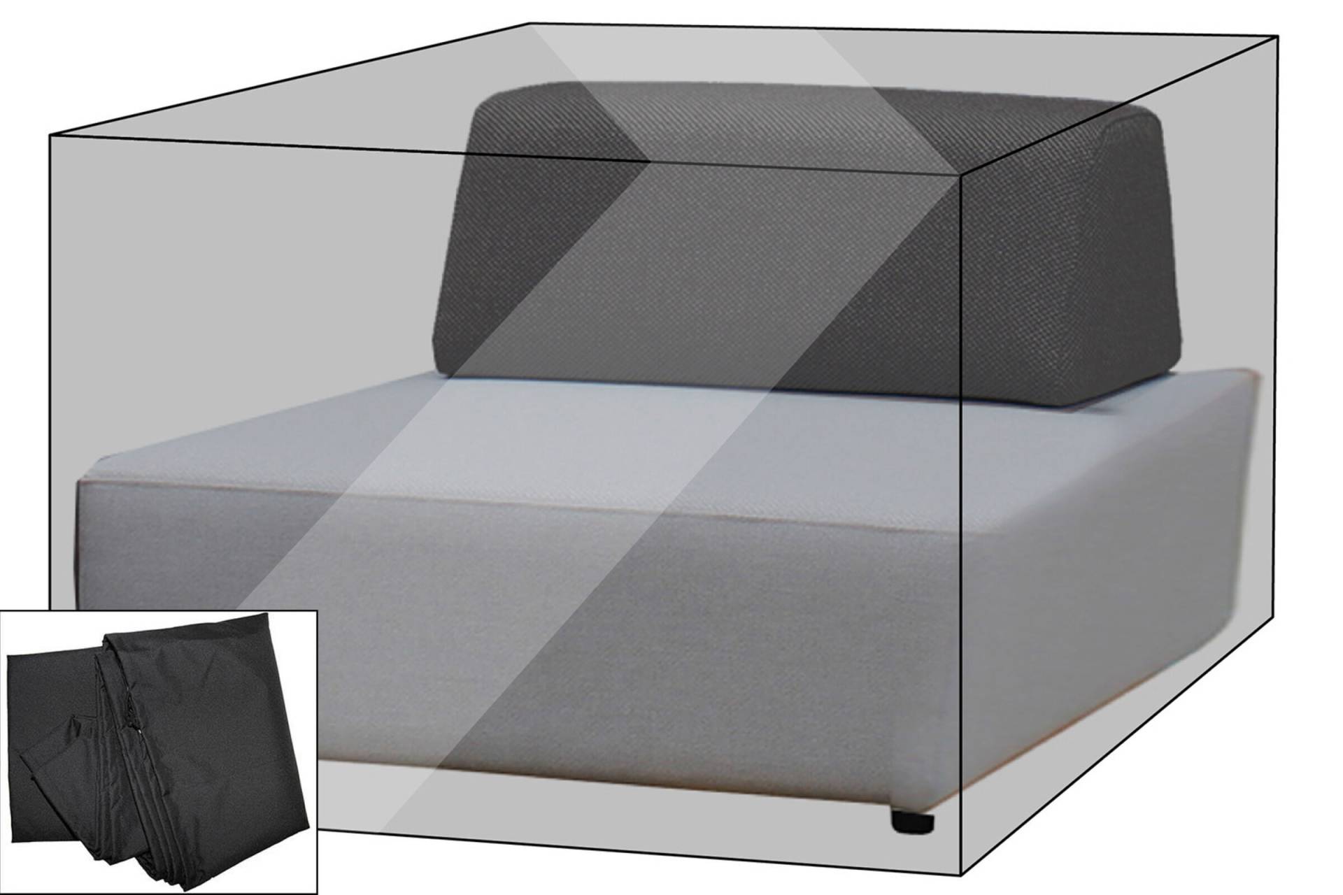 OUTFLEXX Premium Abdeckhaube für Lounge-Element, z.B. Maui Lounge, 107x107x65cm, wasserbeständig, schwarz von OUTFLEXX