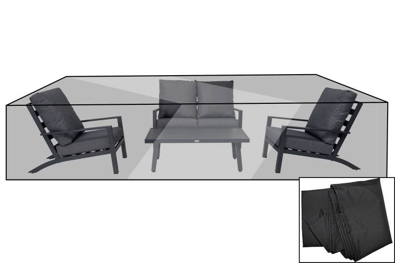 OUTFLEXX Premium Abdeckhaube für Loungesets, schwarz, z.B. 21791, 265 x 140 x 82 cm, wasserbeständig, integriertes Zugband von OUTFLEXX