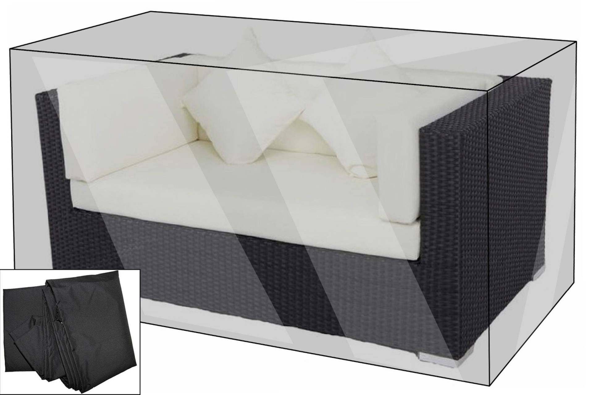OUTFLEXX Premium Abdeckhaube passend z.B. für theBox 2er-Sofa, schwarz, 154x87x68 cm, wasserbeständig von OUTFLEXX