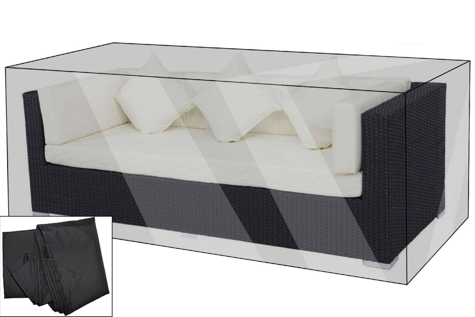 OUTFLEXX Premium Abdeckhaube passend z.B. für theBox 3er-Sofa, schwarz, 212x87x68 cm, wasserbeständig von OUTFLEXX