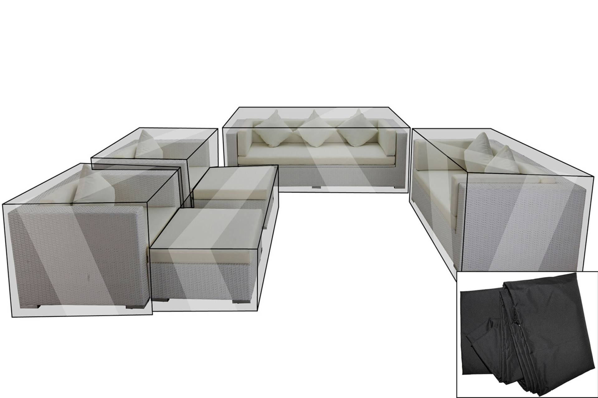 OUTFLEXX Premium Abdeckhauben Set für Lounge theBox-A/-D: 1599/ 1716/ 7173/ 16062, schwarz, wasserbeständig von OUTFLEXX