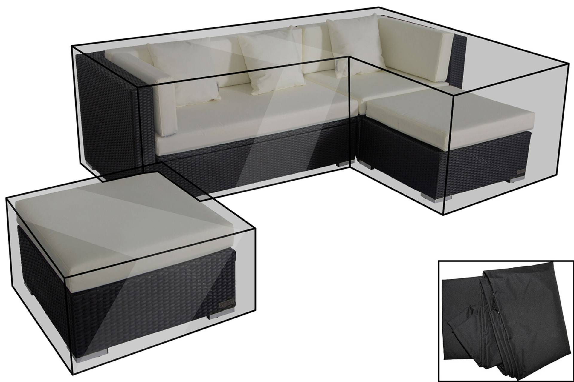 OUTFLEXX Premium Abdeckhaubenset, für Lounge theBox-A/-D: 18226/ 18227/ 18228/ 16068, schwarz, wasserbeständig von OUTFLEXX