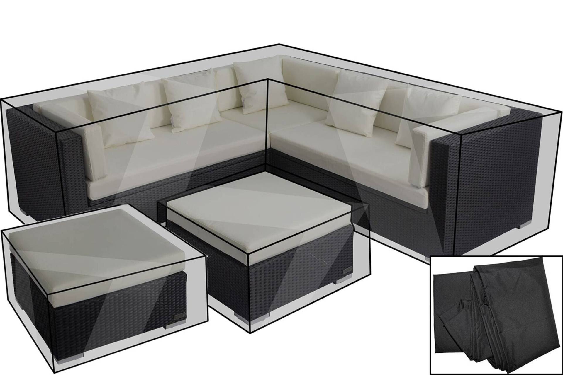 OUTFLEXX Premium Abdeckhaubenset, für Lounge theBox-B: 18229/ 18230/ 18231/ 16069, schwarz, wasserbeständig von OUTFLEXX