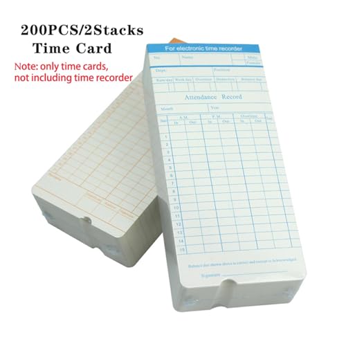 Einstempeln in Der Maschine, Elektronische Mitarbeiter-Stempeluhr, Anwesenheitsmaschine oder Zeitkarte for Rekorder-Zeiterfassung for Büro, Fabrik Bürouhr(Color:200pcs Time Card) von OUTFYT