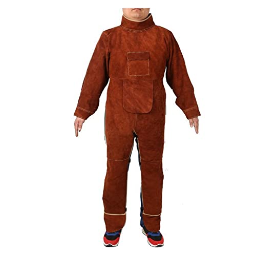 OUTFYT Schweißkleidung for Männer Flammesistente Schweißer Schutzkleidung Schweißer Overall Lederschürze mit Ärmeln,Überlegener Schutz(Model C,XL) von OUTFYT