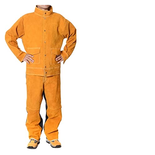 OUTFYT Stitching-Schweißanzug gegen die thermische Isolierung Schutzkleidung mit Schweißer-Overalls, Lötanzug,Überlegener Schutz(Yellow,L) von OUTFYT