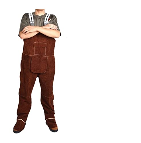 OUTFYT Unisex Bib Overalls Protective Leder Flamme Reparaturschweißer -Gurthose, Schutzkleidung Coverall,Überlegener Schutz(Brown,L) von OUTFYT