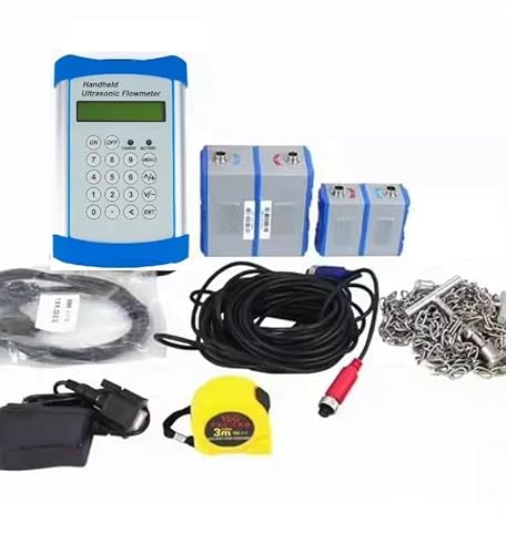 TUF-3000L Handheld-Ultraschall-Durchflussmesser DN15-DN6000 Wasser Öl Diesel Durchflussmesser Flüssigkeitsgeschwindigkeitstester Eingebaute Batterie,Wetterbeständig(Host TS-2 TM-1) von OUTFYT