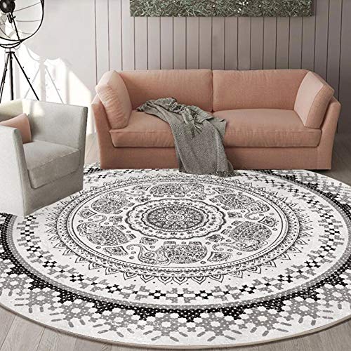 OUTGYM Vintage Runder Teppich Traditioneller Runder Teppich mit Blumenmuster im Böhmischen Mandala-Stil Marokko Design Wohnzimmer Teppich weiche Kurze Flormatte rutschfest Rot 120 x 120 von OUTGYM