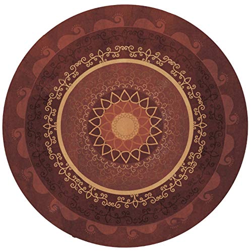 OUTGYM Vintage Runder Teppich Traditioneller Runder Teppich mit Blumenmuster im Böhmischen Stil Marokko Design Wohnzimmer Teppich weiche Kurze Flormatte rutschfest Rot 120 x 120 von OUTGYM