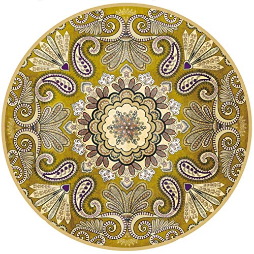 OUTGYM Vintage Runder Teppich Traditioneller Runder Teppich mit Blumenmuster im Böhmischen Stil Marokko Design Wohnzimmer Teppich weiche Kurze Flormatte rutschfest Rot 120 x 120 von OUTGYM