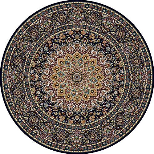 OUTGYM Vintage runder Teppich Traditioneller Teppich mit klassischem Blumenmuster im persischen böhmischen Stil Kurzer Stapel rutschfeste helle Farbe Mehrfachgrößen 100 x 100 von OUTGYM