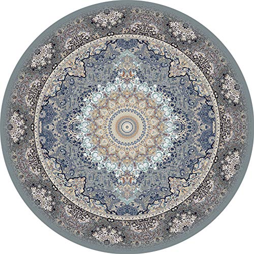 OUTGYM Vintage runder Teppich Traditioneller Teppich mit klassischem Blumenmuster im persischen böhmischen Stil Kurzer Stapel rutschfeste helle Farbe Mehrfachgrößen 100 x 100 von OUTGYM