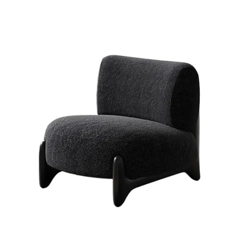 OUTIFUOTPP Einzelsofastuhl Cremefarbener Stil Sitz Balkon Massivholz Wohnzimmer Kleine Wohnung Faul Einfache Freizeit Wollsamtstühle(Black - Wool Velvet) von OUTIFUOTPP
