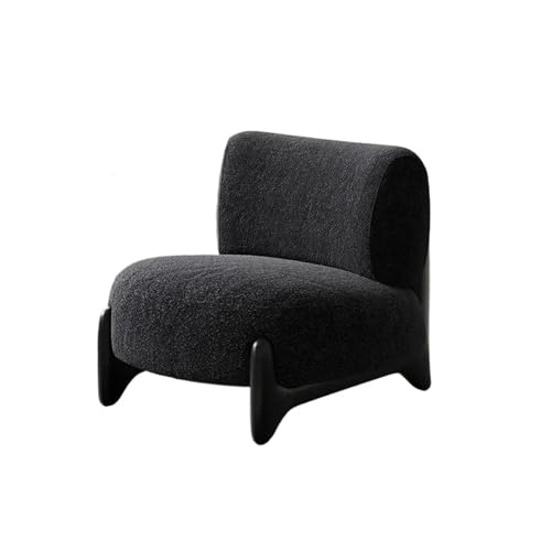 OUTIFUOTPP Einzelsofastuhl Cremefarbener Stil Sitz Balkon Massivholz Wohnzimmer Kleine Wohnung Faul Einfache Freizeit Wollsamtstühle(Black - Wool Velvet) von OUTIFUOTPP