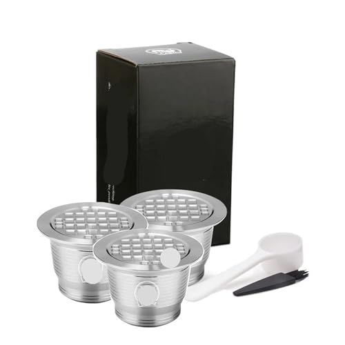 OUTIFUOTPP ICafilas for Nespresso Nachfüllbare Edelstahl Kaffee Filter Kapsel Espresso Wiederverwendbare Tasse Pods Mit Tamper Löffel(Timing function) von OUTIFUOTPP