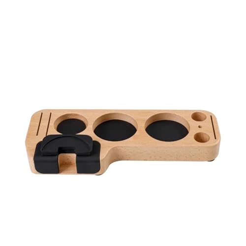 OUTIFUOTPP Mehrzweck-Kaffeestampferständer aus Holz, Walnussholz, Kaffeegeschirrhalter, Stützbasis, Siebträger-Organizer(Beech wood) von OUTIFUOTPP