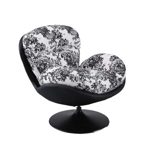 OUTIFUOTPP Rotierenden Sofa Moderne Einfache Hause Wohnzimmer Balkon Schlafzimmer Eierschale Stuhl Licht Luxus Lazy Rocking(Black Flower) von OUTIFUOTPP