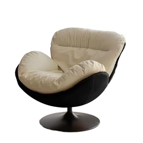 OUTIFUOTPP Rotierenden Sofa Moderne Einfache Hause Wohnzimmer Balkon Schlafzimmer Eierschale Stuhl Licht Luxus Lazy Rocking(White and Black) von OUTIFUOTPP
