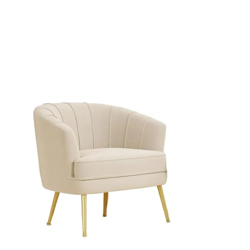 OUTIFUOTPP Samt-Akzentstühle, gepolsterter Einzelsofa-Sessel, Kaffeebraun mit Metallbeinen, Beige von OUTIFUOTPP