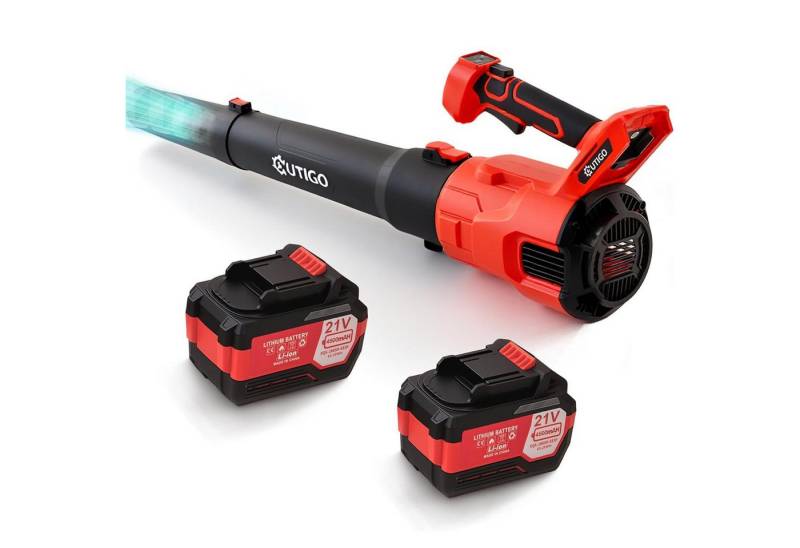 OUTIGO Akku-Laubbläser Akku Laubbläser, Elektrischer Laubbläser mit 2×4,5Ah Akkus, Elektrischer Laubbläser mit 2 x 4.5AH 21V Akku und Ladegerät von OUTIGO