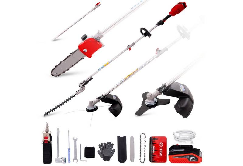 OUTIGO Akku-Motorsense Multifunktions Akku Rasenmäher, (Mit Akku und Ladekabel), 4-in-1 Heckenschere, Rasenmäher und Hochentaster von OUTIGO