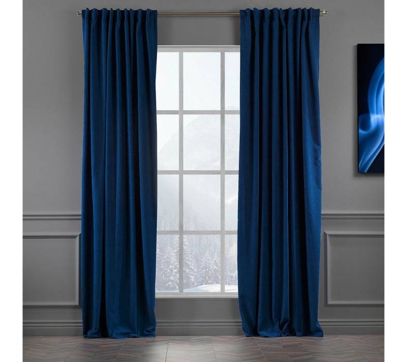 OUTLET-NORD Vorhang 1 St Vorhang B/H 140x295 Blau Extra langer Store Gardine Samtoptik von OUTLET-NORD