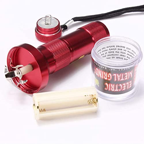 OUTLETISSIMO® Grinder Tabakmühle für Taschenlampe, Farbe rot, Tabakhacker, aus Aluminium, elektrisch von OUTLETISSIMO