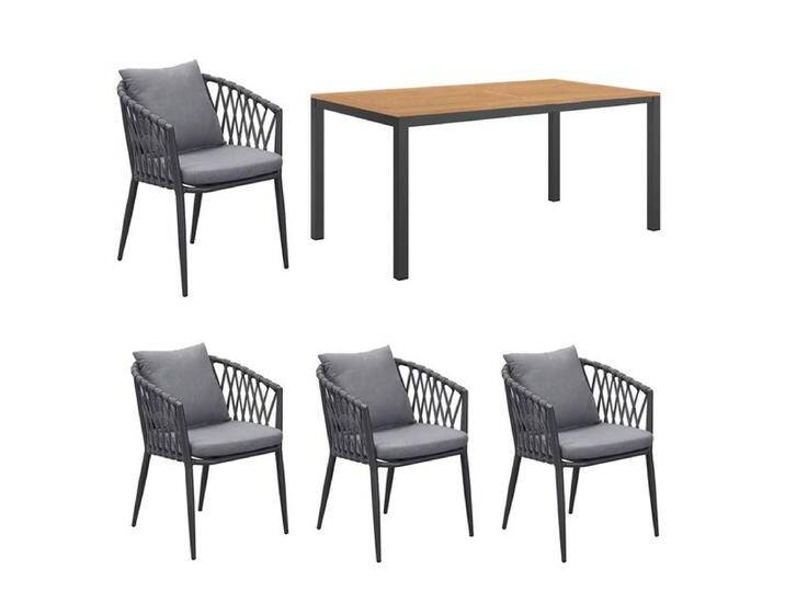 LC Garden Sunrepo Gartenmöbel-Set M (4 Plätze) mit OUTLIV. Tisch 160x90cm Dunkelgrau von OUTLIV