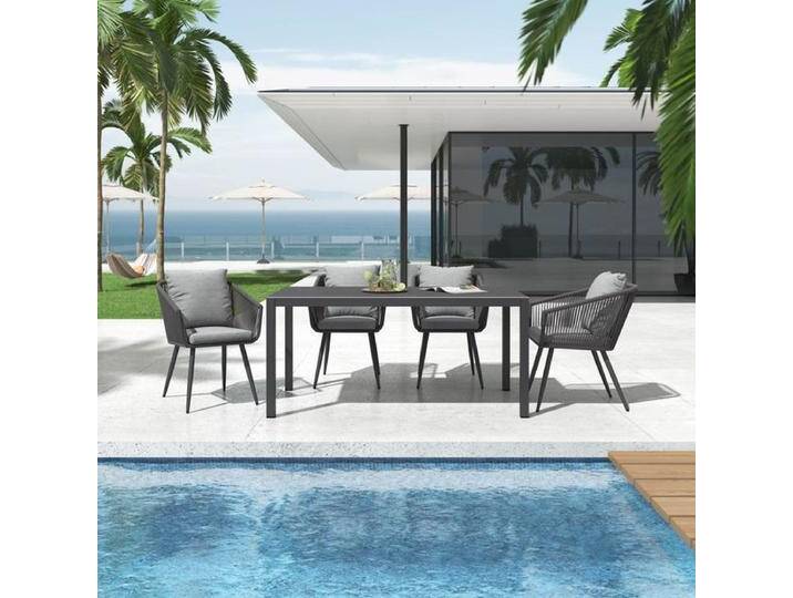 OUTLIV. Alex Gartenmöbel-Set M (4 Plätze) Tisch 160x90cm Dunkelgrau Hellgrau von OUTLIV