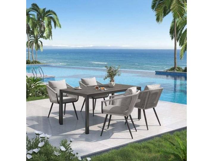 OUTLIV. Alex Gartenmöbel-Set M (4 Plätze) Tisch 160x90cm Dunkelgrau Hellgrau von OUTLIV