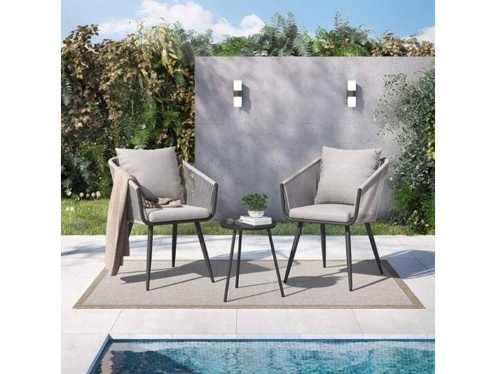 OUTLIV. Alex Gartenmöbel-Set S (2 Plätze) Tisch Ø45cm Dunkelgrau Hellgrau von OUTLIV